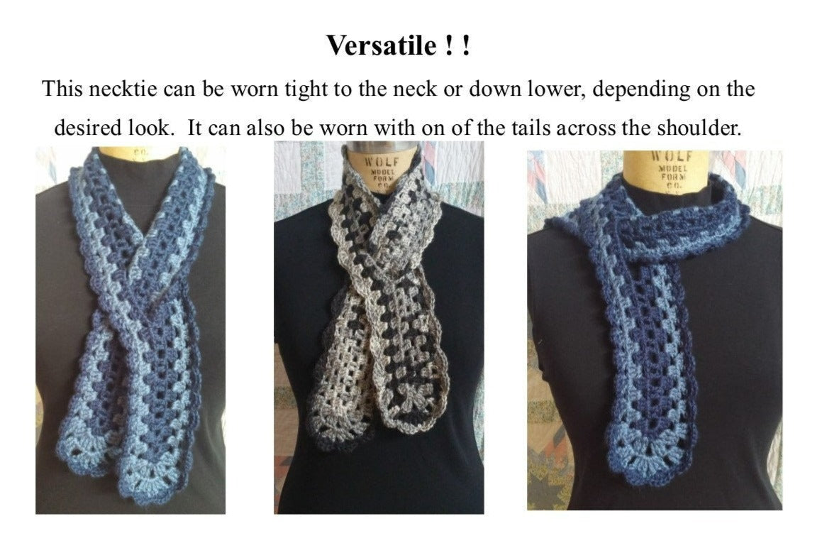 Victorian Crocheted Neck-tie/ Scarf, Neck Warmer - Solid Colors
