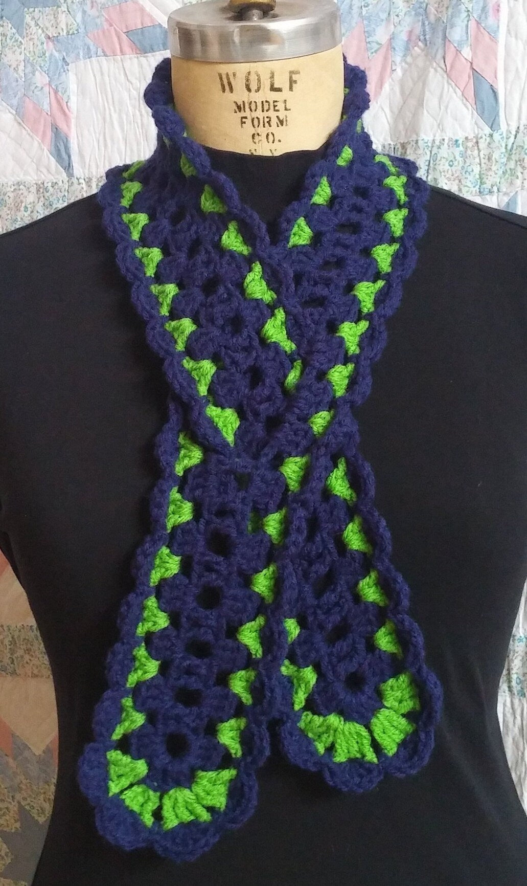 Crocheted Neck-tie/ Scarf, Neck Warmer - Seahawks/Sounders - Can be Custom Made to any Team Colors