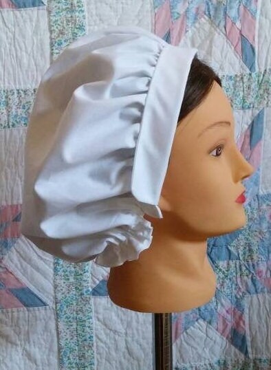 White Cotton Cap with Fold-over Front Edge -Day Cap - Mob Cap - Colonial, Revolutionary, Regency or Civil war - nurse