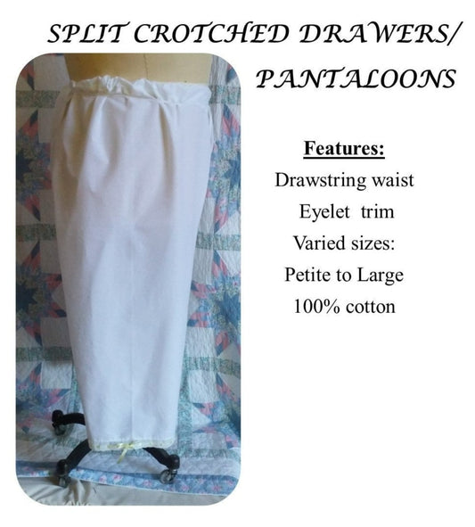 Split Crotch Drawers / Pantaloons - Historical - Regular Sizes