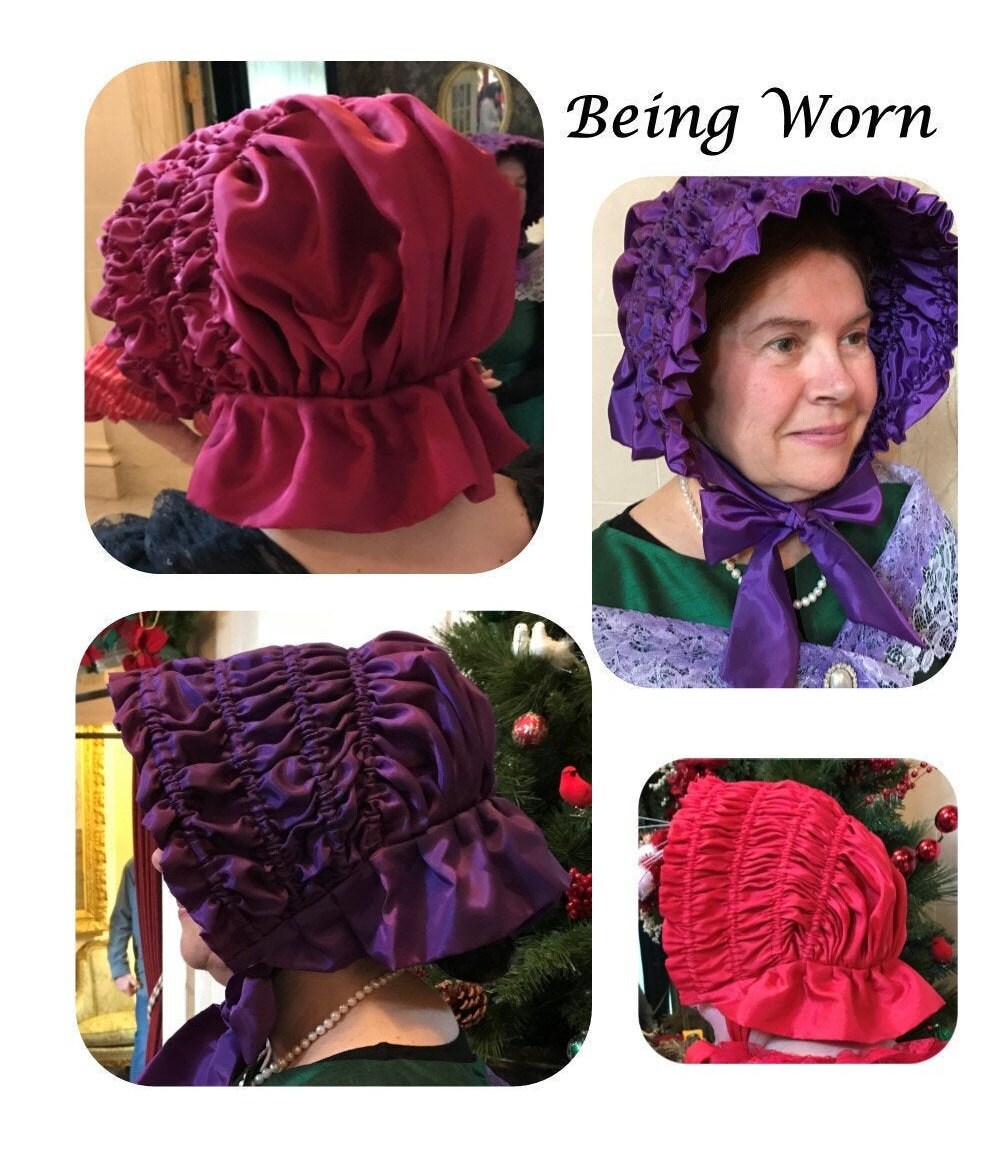 Drawn Bonnet - Assorted Colors, 19th Century Victorian, Frontier, Pioneer, Civil War