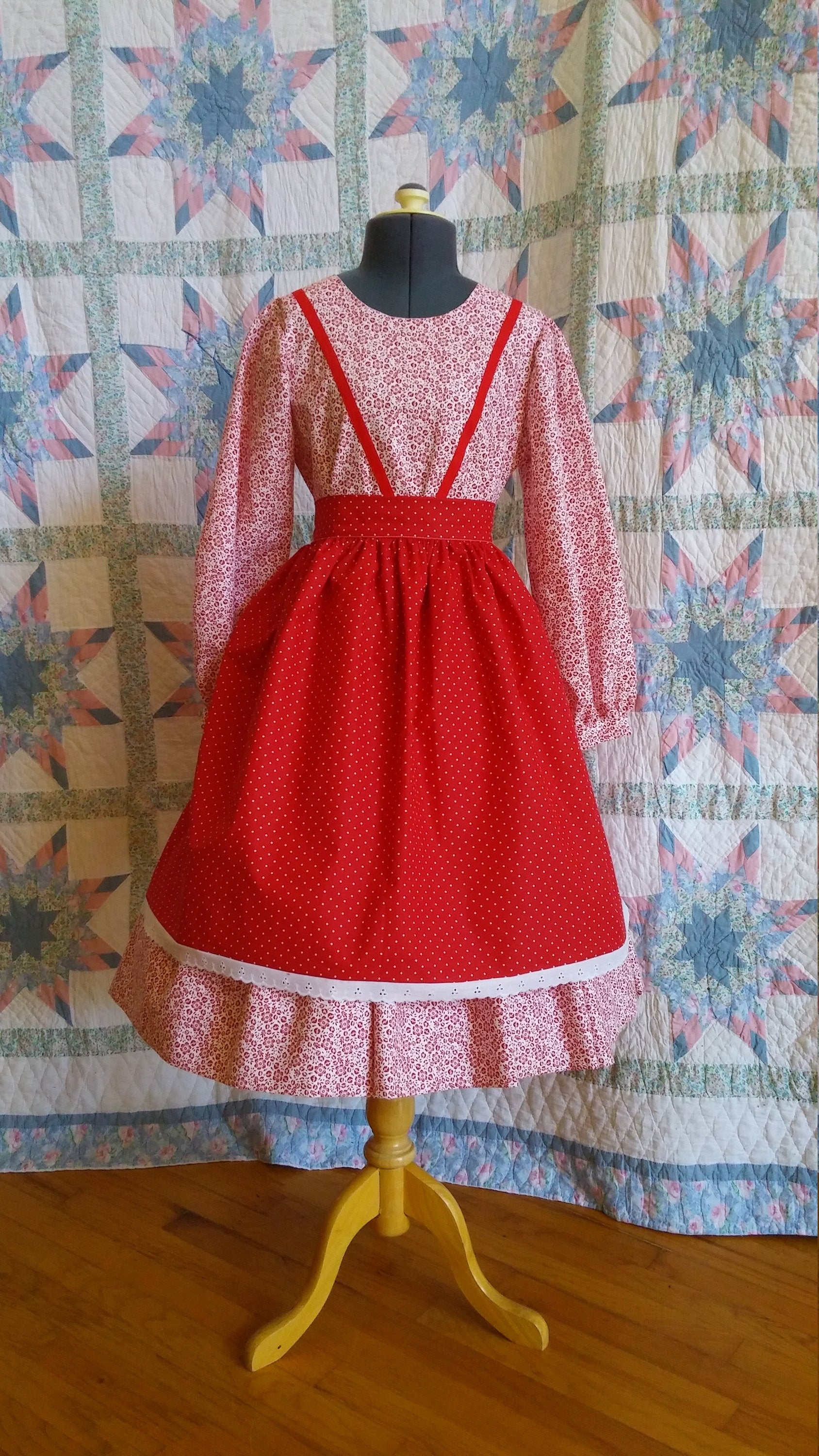 Girl's Dress and Apron Combination - MADE TO ORDER - Victorian, Civil War, Prairie School Days, Old-fashioned, Historical