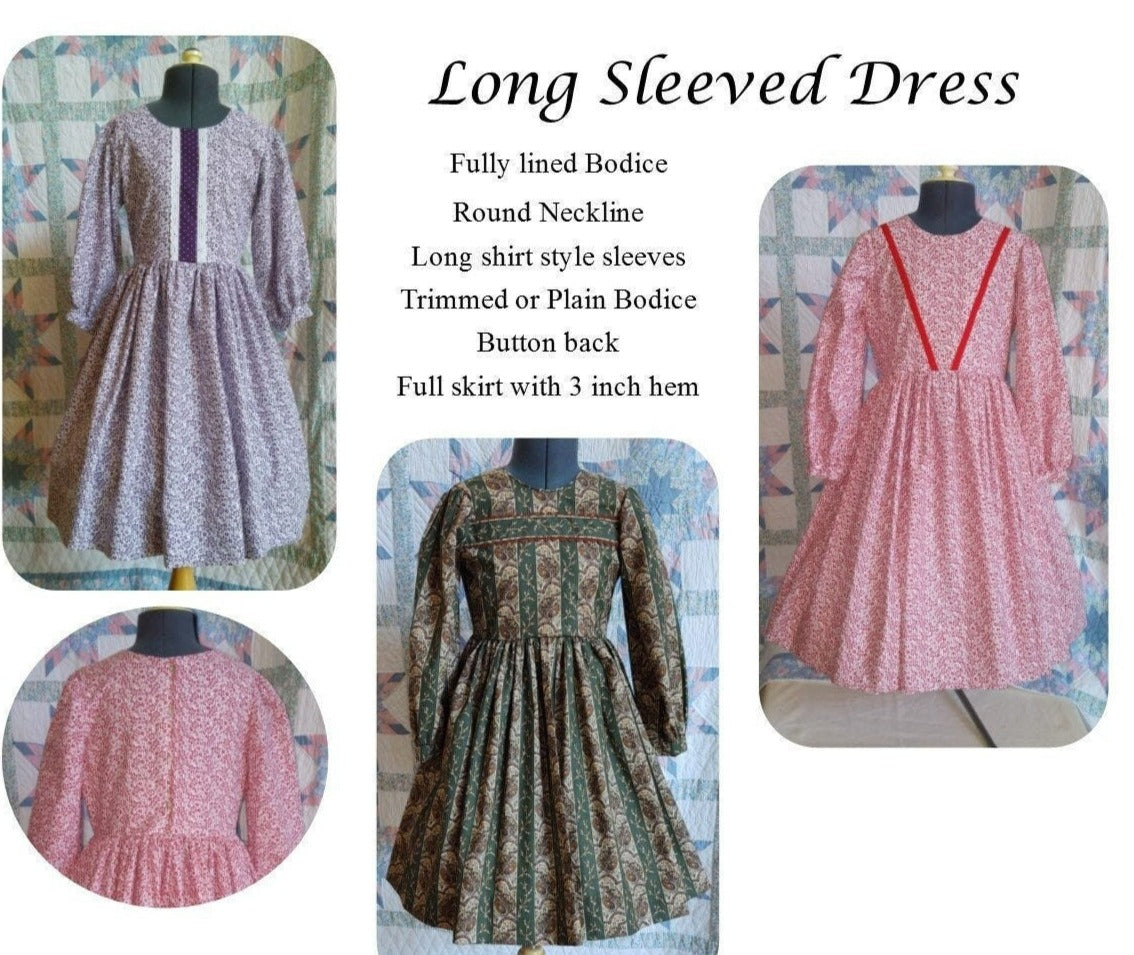 Girl's Dress and Apron Combination - MADE TO ORDER - Victorian, Civil War, Prairie School Days, Old-fashioned, Historical