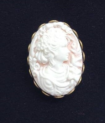 Pair of Pink Cameo on Bronze Filigree Hair Combs, 19th Century Hair Accessory, Victorian, Prom, Evening, Prom, Bridal