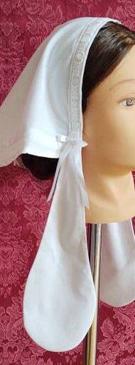 Cotton Fanchon Styled Day Cap with Lappets - Daycap - Fanchon - Historical Headcovering, Breakfast Cap, Civil War, Dickens