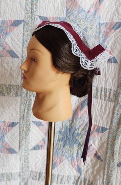 White Tulle Lace Day Cap - Daycap - Flat Cap - Historical Headcovering, Breakfast Cap, Civil War, Dickens, Headpiece