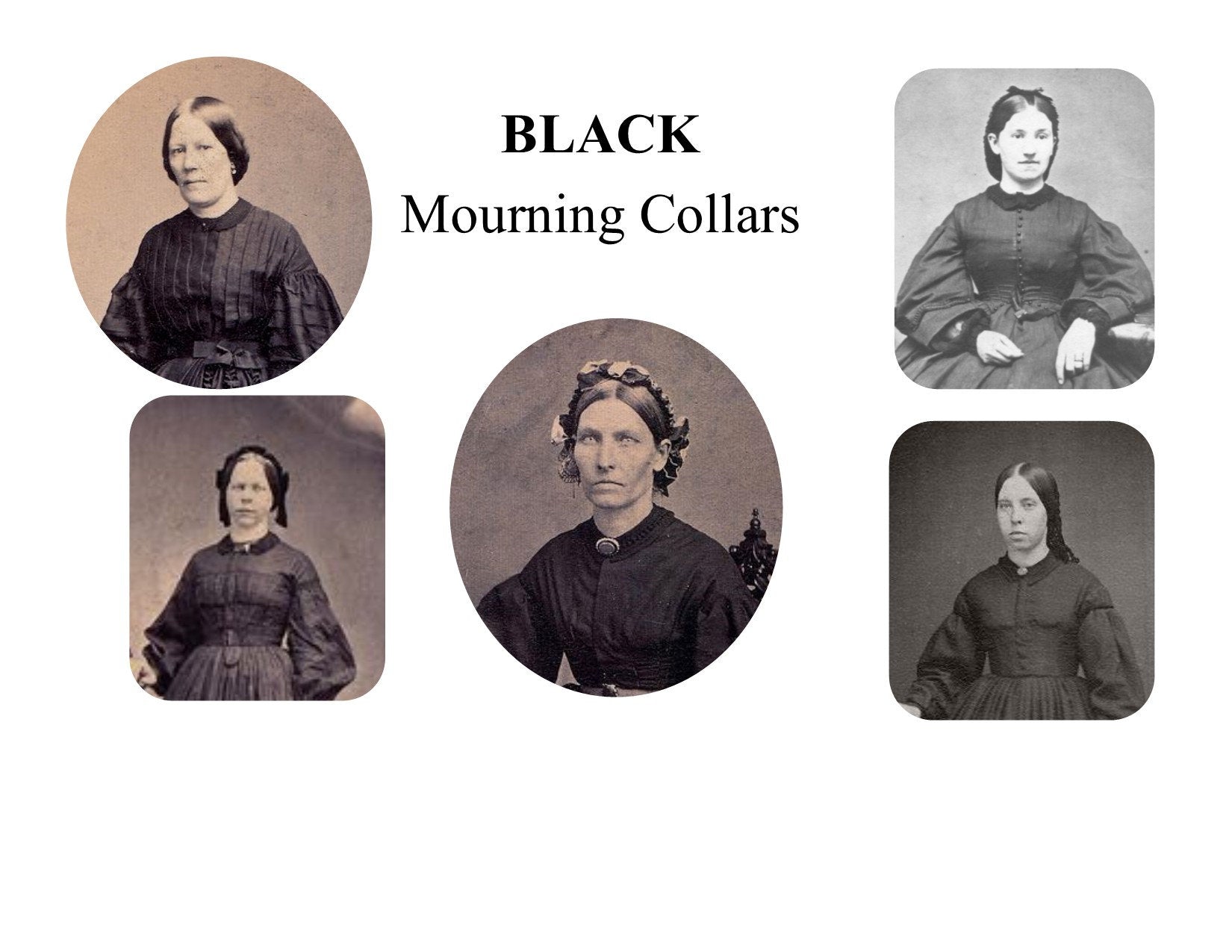 Lady's Crocheted BLACK Mourning Collar Made from 19th Century pattern - New, Handmade, detachable, 19th Century, Victorian, Made in USA