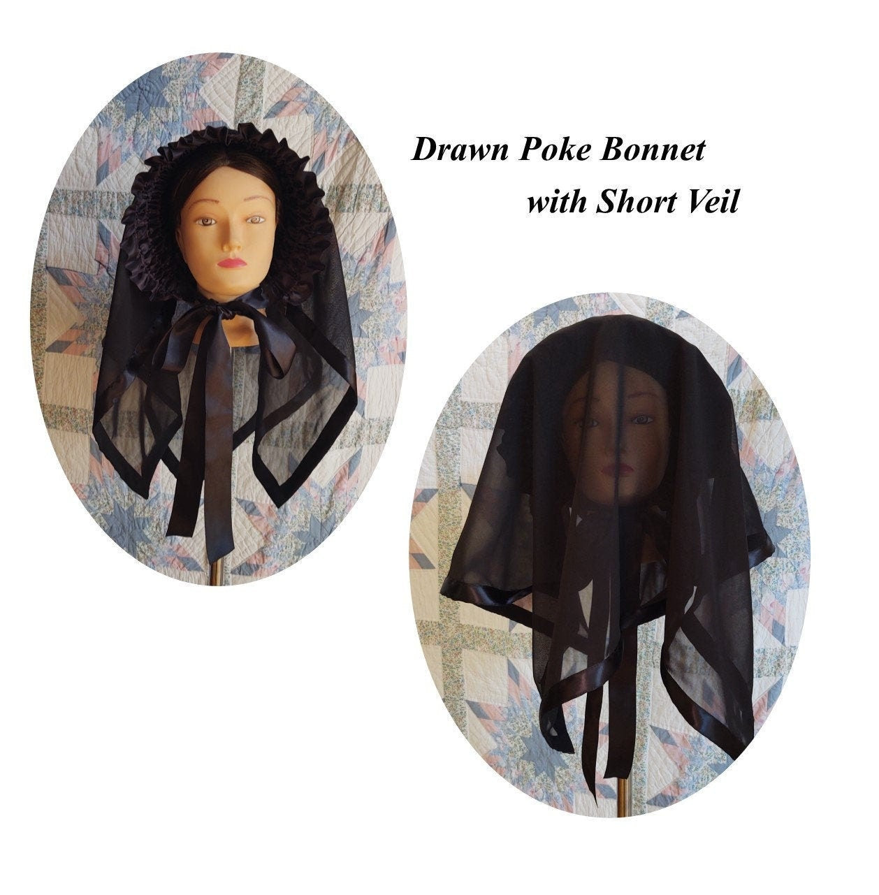 Short Mourning Veil - Weeping Veil - Brush Veil - Widows Weeds - Victorian - Funeral/Memorial Attire - Second Mourning