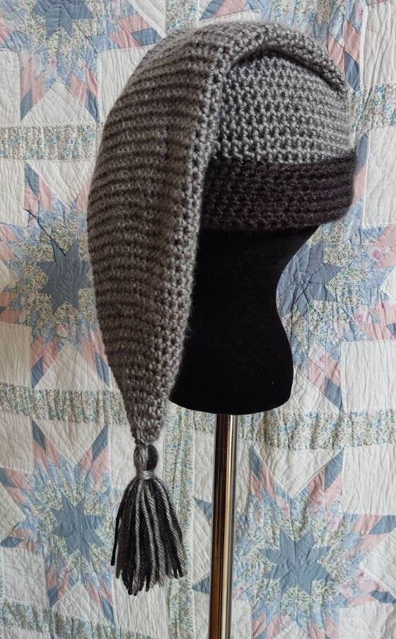Grey Mens Stocking Cap - Camp Hat, Sleeping Cap, Voyaguer Cap