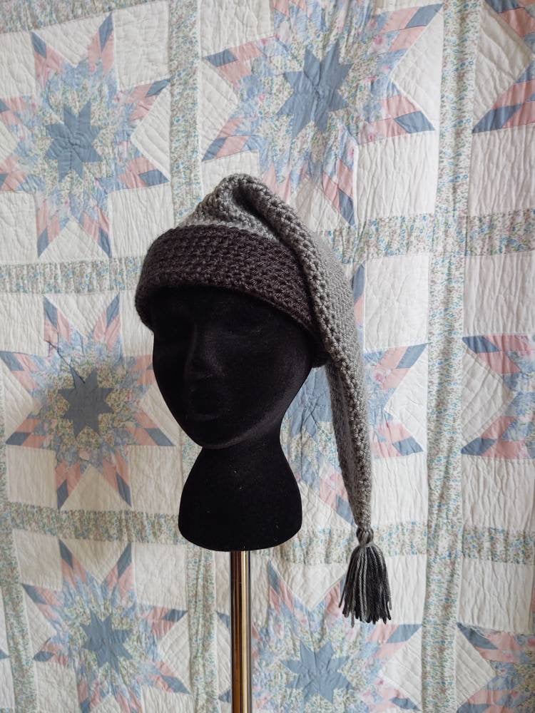 Grey Mens Stocking Cap - Camp Hat, Sleeping Cap, Voyaguer Cap