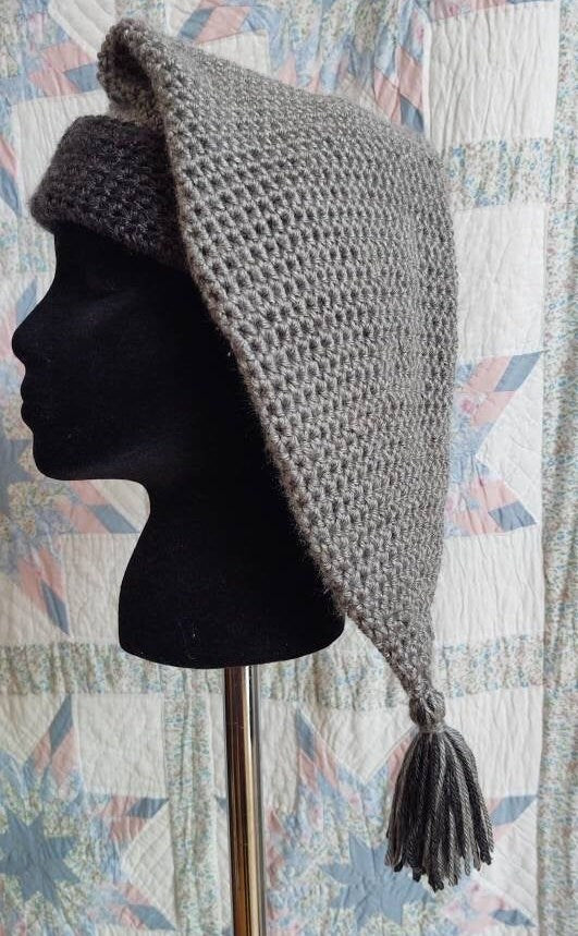 Grey Mens Stocking Cap - Camp Hat, Sleeping Cap, Voyaguer Cap