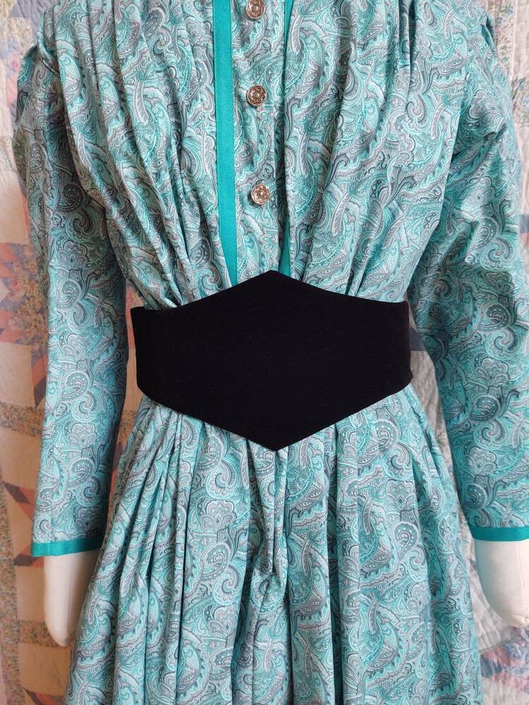 Plain Black Velvet Medici Belt- Double Pointed, Civil War, 19th Century Victorian, Cumberbund, Sash Belt