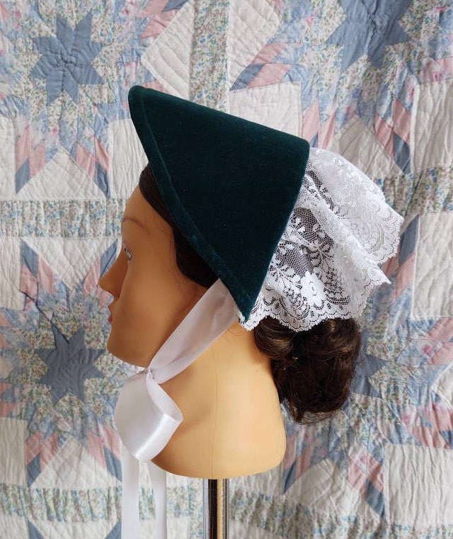 Velvet Fanchon Bonnet, 9 COLORS, Dinner Bonnet - Empire Bonnet - Civil War - 19th century Victorian