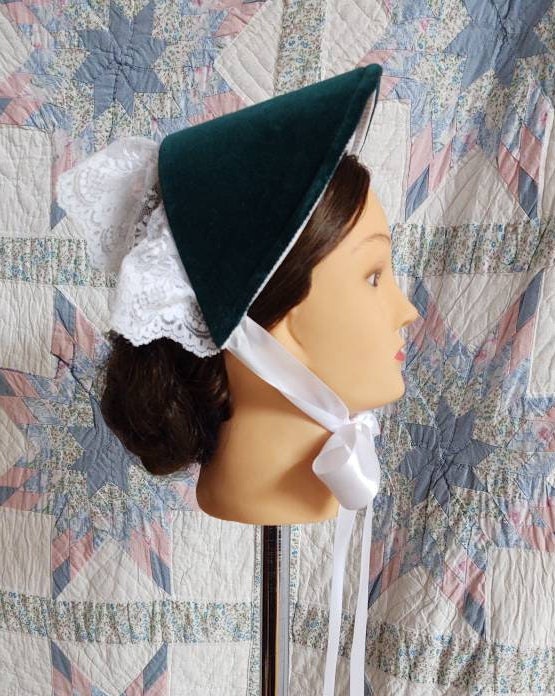 Velvet Fanchon Bonnet, 9 COLORS, Dinner Bonnet - Empire Bonnet - Civil War - 19th century Victorian