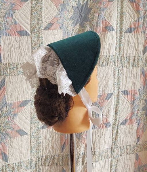 Velvet Fanchon Bonnet, 9 COLORS, Dinner Bonnet - Empire Bonnet - Civil War - 19th century Victorian