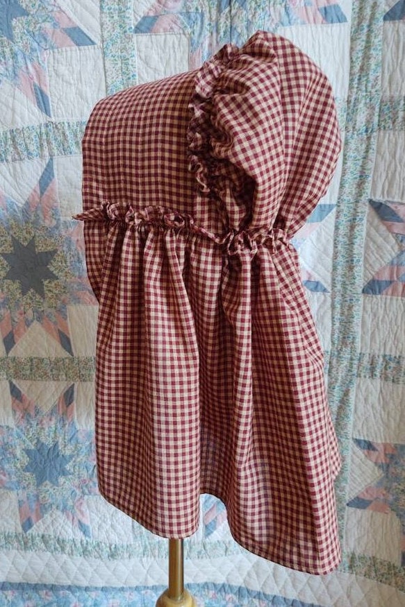 Shaped Homespun Cloth Bonnet, Cotton Sunbonnet, 19th Century Victorian Cloth Bonnet, Prairie, Frontier, Wagon Train, 1830's and Up