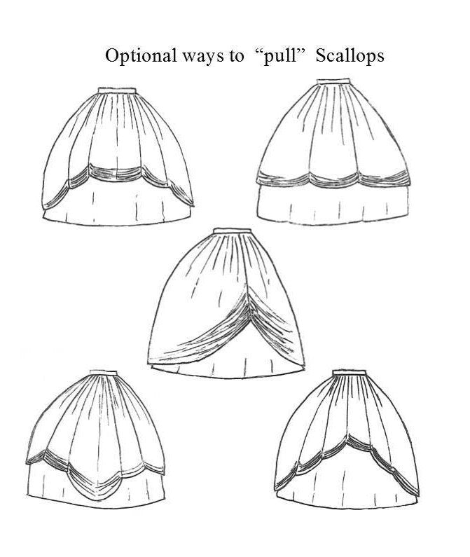 Scalloped Over Skirt / 19th Century Over Skirt Pattern/ Timeless Stitches Sewing Pattern TSS-207