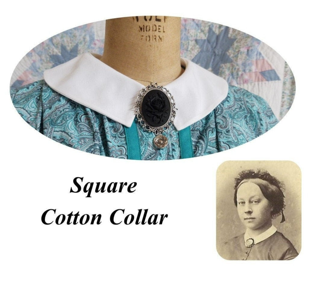 Square Cotton Collar - 100% cotton - detachable, Victorian, 19th Century,