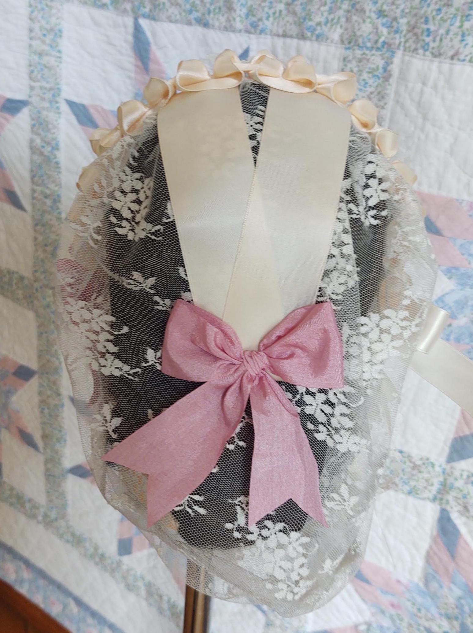 Cream Lacy Daycap with choice of ribbon accent, Civil War, Victorian breakfast cap, 19th Century, Historical Headwear,