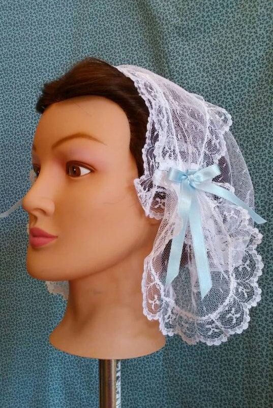 Lacy Daycap with short lappets - Day Cap, Historical Headwear, Civil War, Regency, 1850's