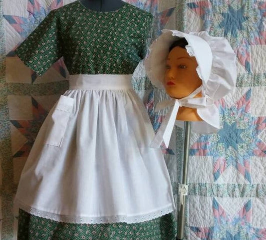 Victorian Girl's Apron and Bonnet