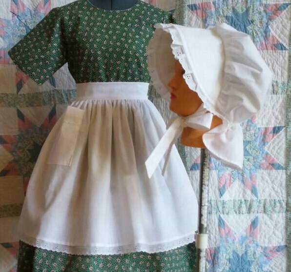 Victorian Girl's Apron and Bonnet