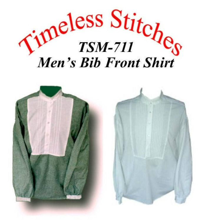 Mens Bib Front Shirt/ 19th Century Civilian Mens Shirt Pattern Timeless Stitches Sewing Pattern TSM-711