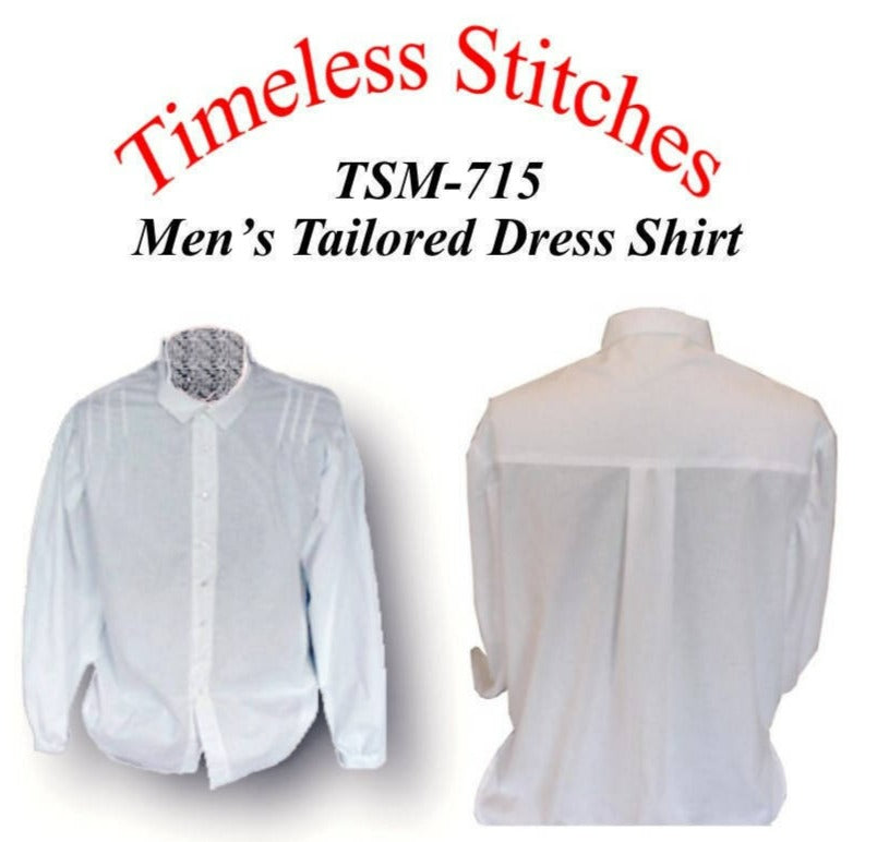 Men'sTailored Dress Shirt/ 19th Century Civilian Mens Shirt Pattern Timeless Stitches Sewing Pattern TSM-715