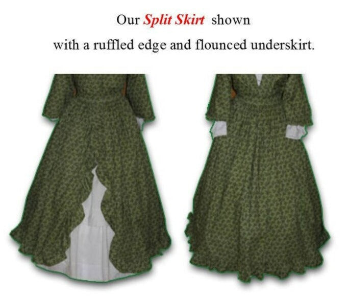 Split Skirt with Ruffled Underskirt / 19th Century Skirt Pattern/ Timeless Stitches Sewing Pattern TSS-206