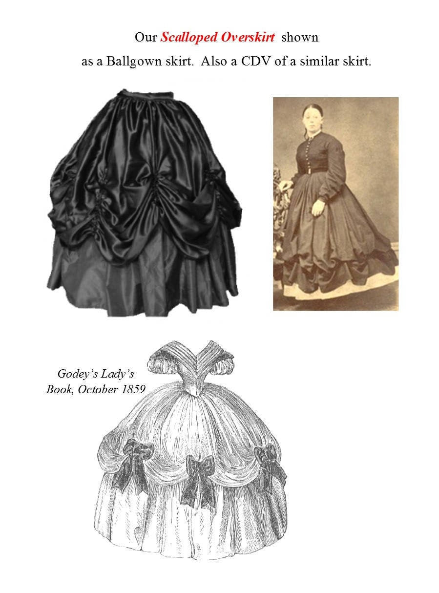 Scalloped Over Skirt / 19th Century Over Skirt Pattern/ Timeless Stitches Sewing Pattern TSS-207