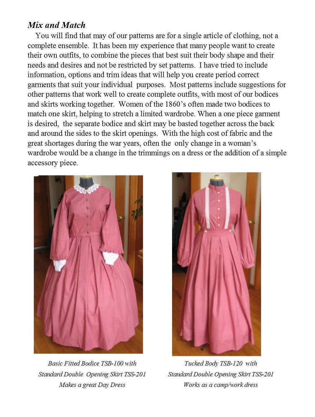 Tea Bodice /Mid- 19th Century/ Civil War Era Bodice Pattern/ Timeless Stitches Sewing Pattern TSB-103