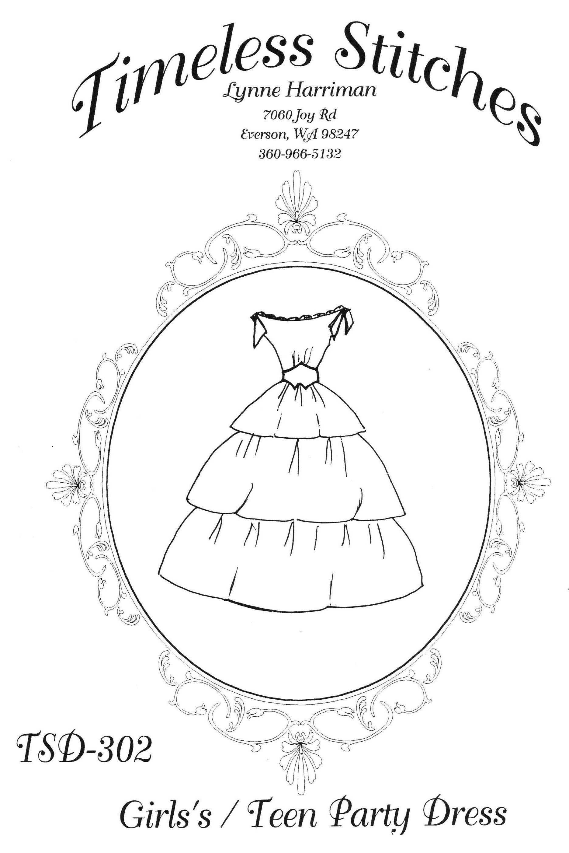 Girl's - Teen Party Dress /Mid- 19th Century/ Civil War Era Dress Pattern/ Timeless Stitches Sewing Pattern TSD-302