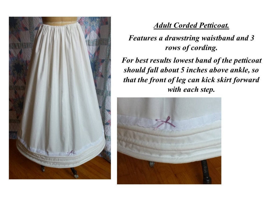 Adult Corded Petticoat - Historical Petticoat - Civil War - Regency - Colonial - Elizabethan - Victorian - Edwardian