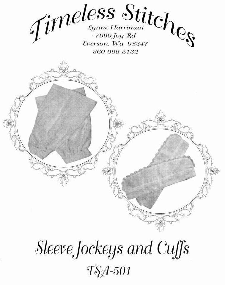 Sleeve Jockeys and Cuffs /19th Century Pattern/ Timeless Stitches Sewing Pattern TSA- 501 Sleeve Jockeys and Cuffs - Undersleeves DIGITAL