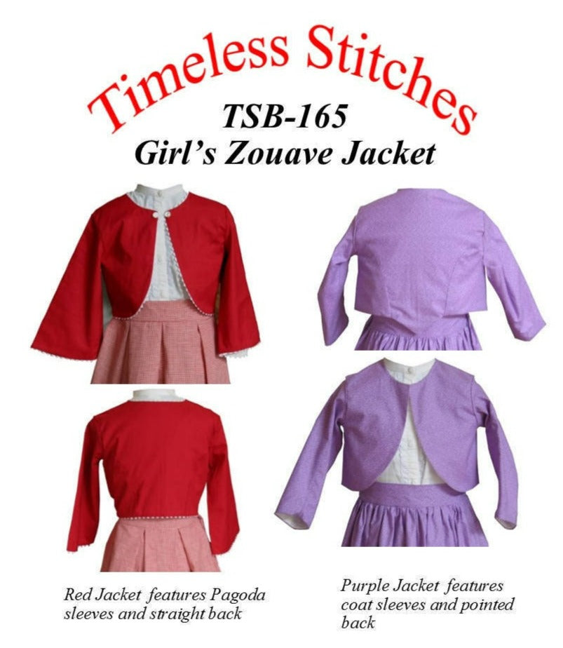 Girl's Zouave Jacket /19 th Century Girls jacket/ Timeless Stitches Sewing Pattern TSB-165 Girl's Zouave Jacket