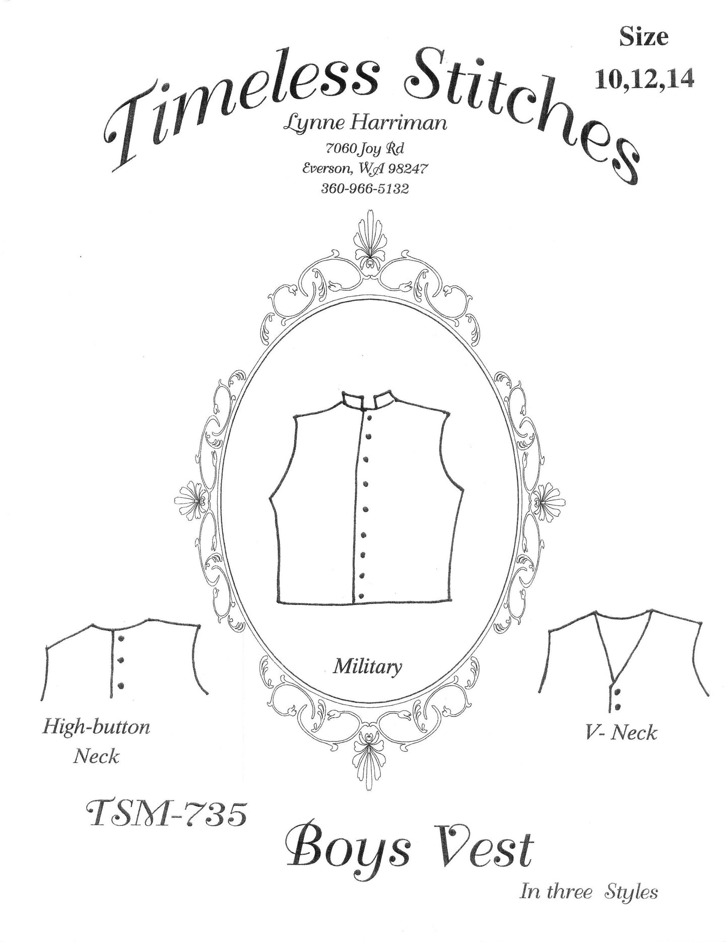 Boys Vest/ 19th Century Boys Vest Pattern/ Timeless Stitches Sewing Pattern TSM-735 Boys Vest