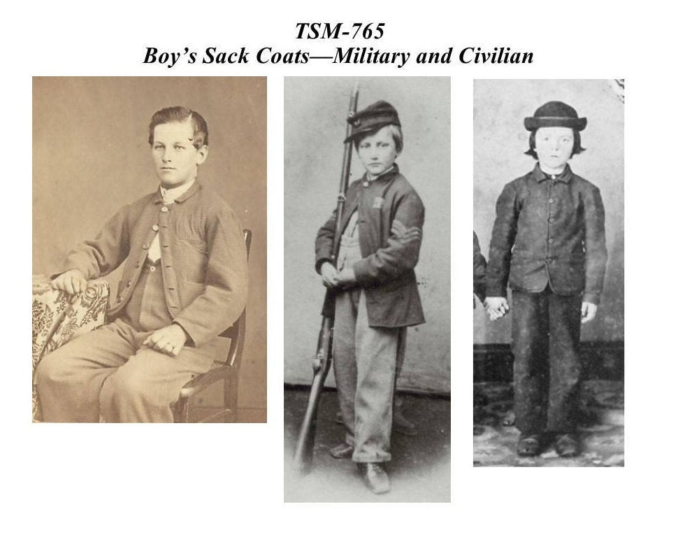 Boy's Sack Coat (Union and Civilian) / Civil War Era Boy's Sack Coat/Timeless Stitches Sewing Pattern TSM-765 Boys Sack Coat