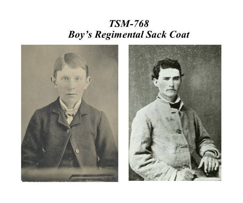 Boy's Regimental Sack Coat (Confederate Military and Civilian) / Timeless Stitches Sewing Pattern TSM-768 Boys Regimental Sack Coat