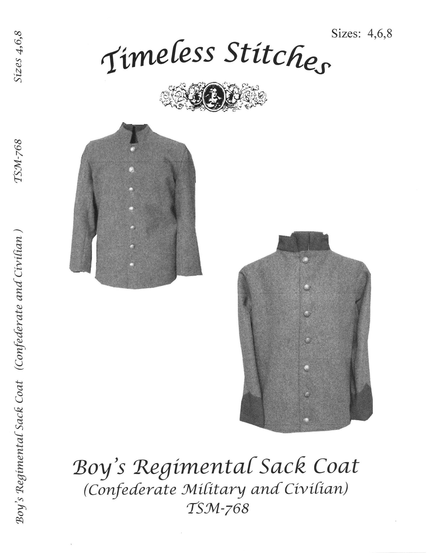 Boy's Regimental Sack Coat (Confederate Military and Civilian) / Timeless Stitches Sewing Pattern TSM-768 Boys Regimental Sack Coat