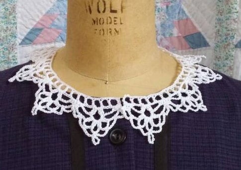 Handmade Crocheted White Cotton Collar