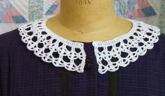 Handmade Crocheted White Cotton Collar