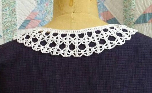 Handmade Crocheted White Cotton Collar