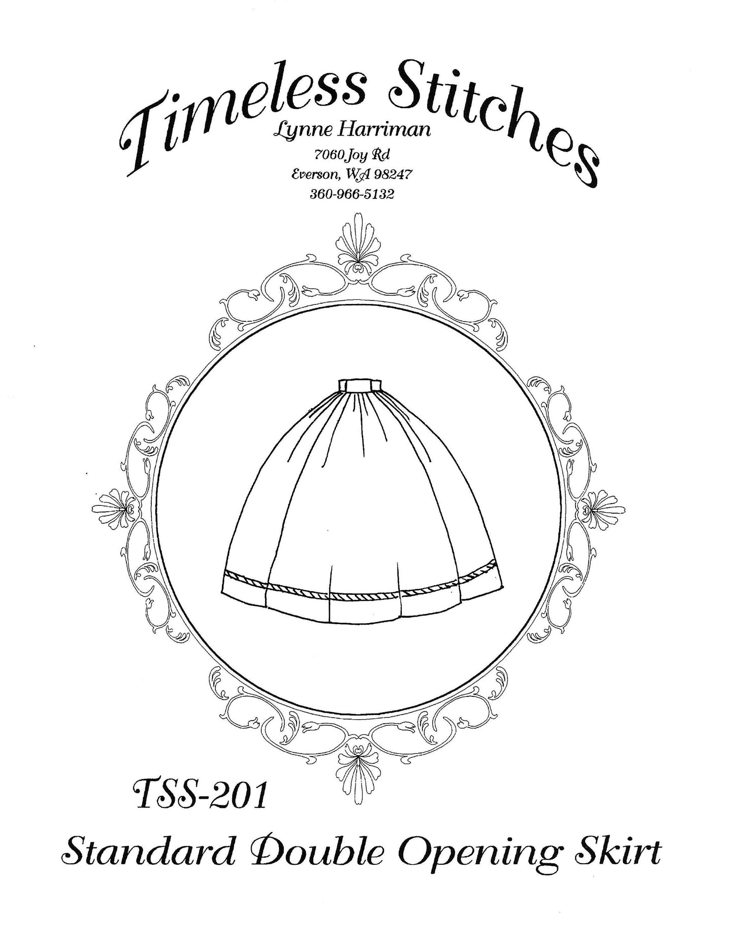 Standard Double Opening Skirt / 19th Century Basic Skirt Pattern/ Timeless Stitches Sewing Pattern TSS-201