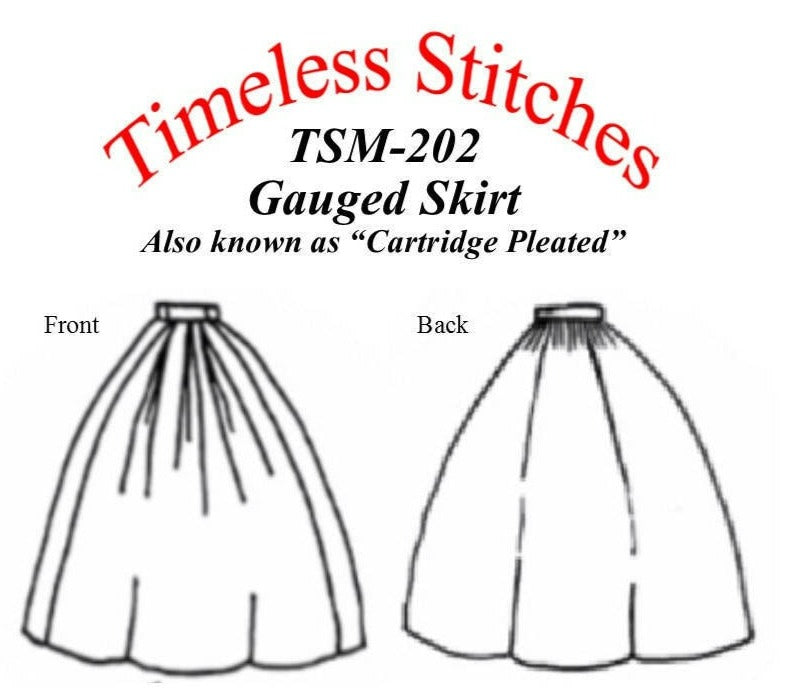 Gauged (Cartridge Pleated) Skirt / 19th Century Basic Skirt Pattern/ Timeless Stitches Sewing Pattern TSS-202