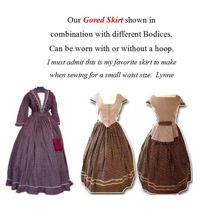 Gored Skirt / 19th Century Basic Skirt Pattern/ Timeless Stitches Sewing Pattern TSS-203 - DIGITAL DOWNLOAD