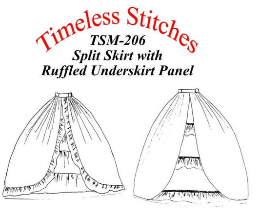 Split Skirt with Ruffled Underskirt / 19th Century Skirt Pattern/ Timeless Stitches Sewing Pattern TSS-206