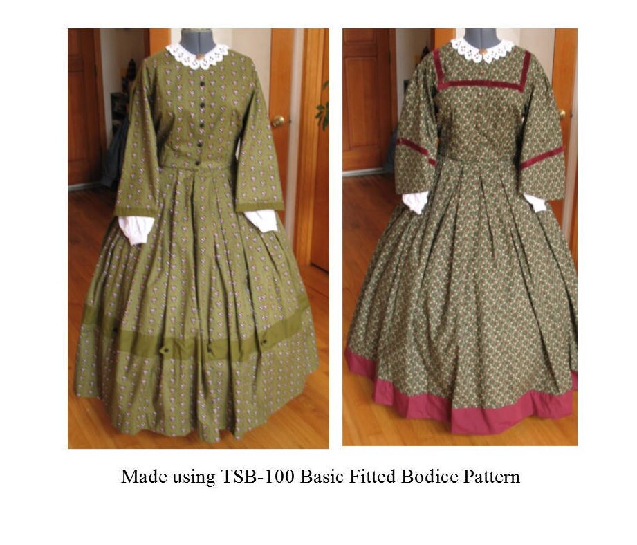 Basic Fitted Bodice / 19th Century/ Civil War Era Bodice Pattern/ Timeless Stitches Sewing Pattern TSB-100