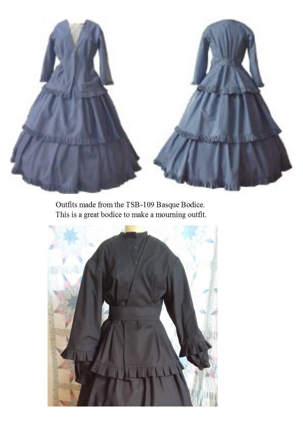 Basque Bodice /Mid- 19th Century/ Civil War Era Bodice Pattern/ Timeless Stitches Sewing Pattern TSB-109