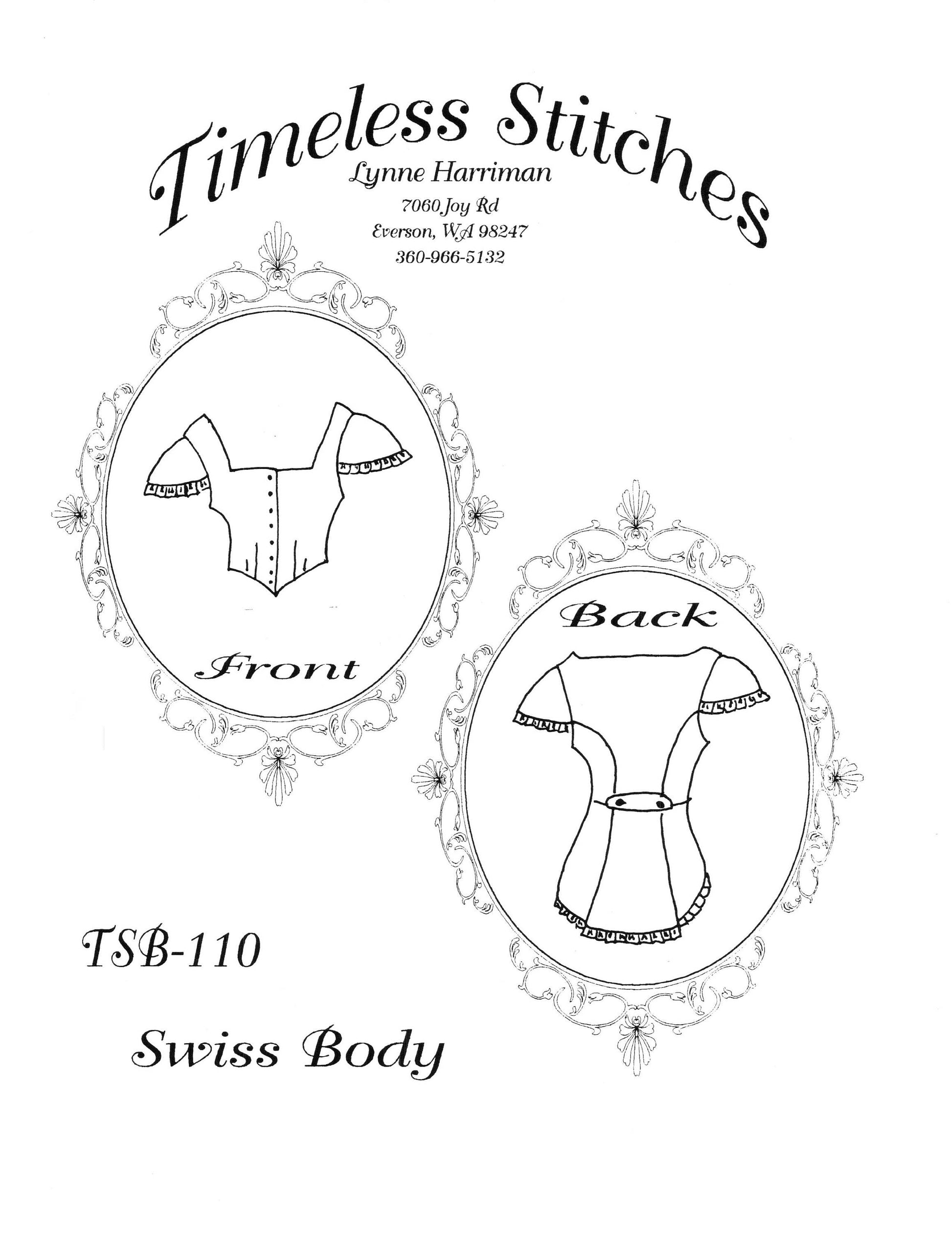 Swiss Body /Mid- 19th Century/ Civil War Era Bodice Pattern/ Timeless Stitches Sewing Pattern TSB-110