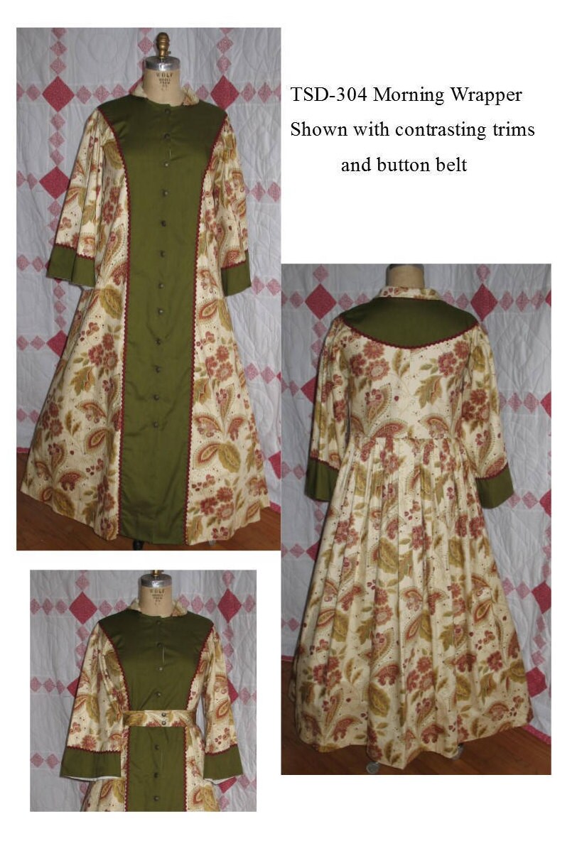 Morning Wrapper Dress / 19th Century / Civil War Era Dress Pattern/ Timeless Stitches Sewing Pattern TSD-304
